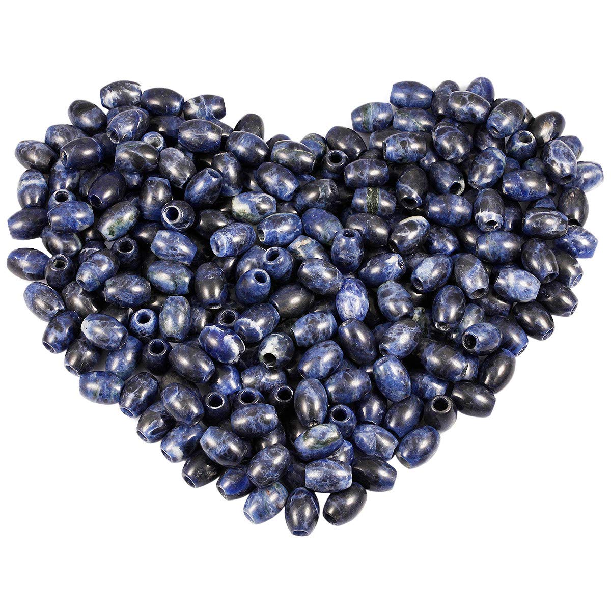 KYEYGWO Sodalite Large Hole Polished Gemstone Beads for Bracelets, Oval Loose Charms European Bead for Jewelry Making, Pack of 20