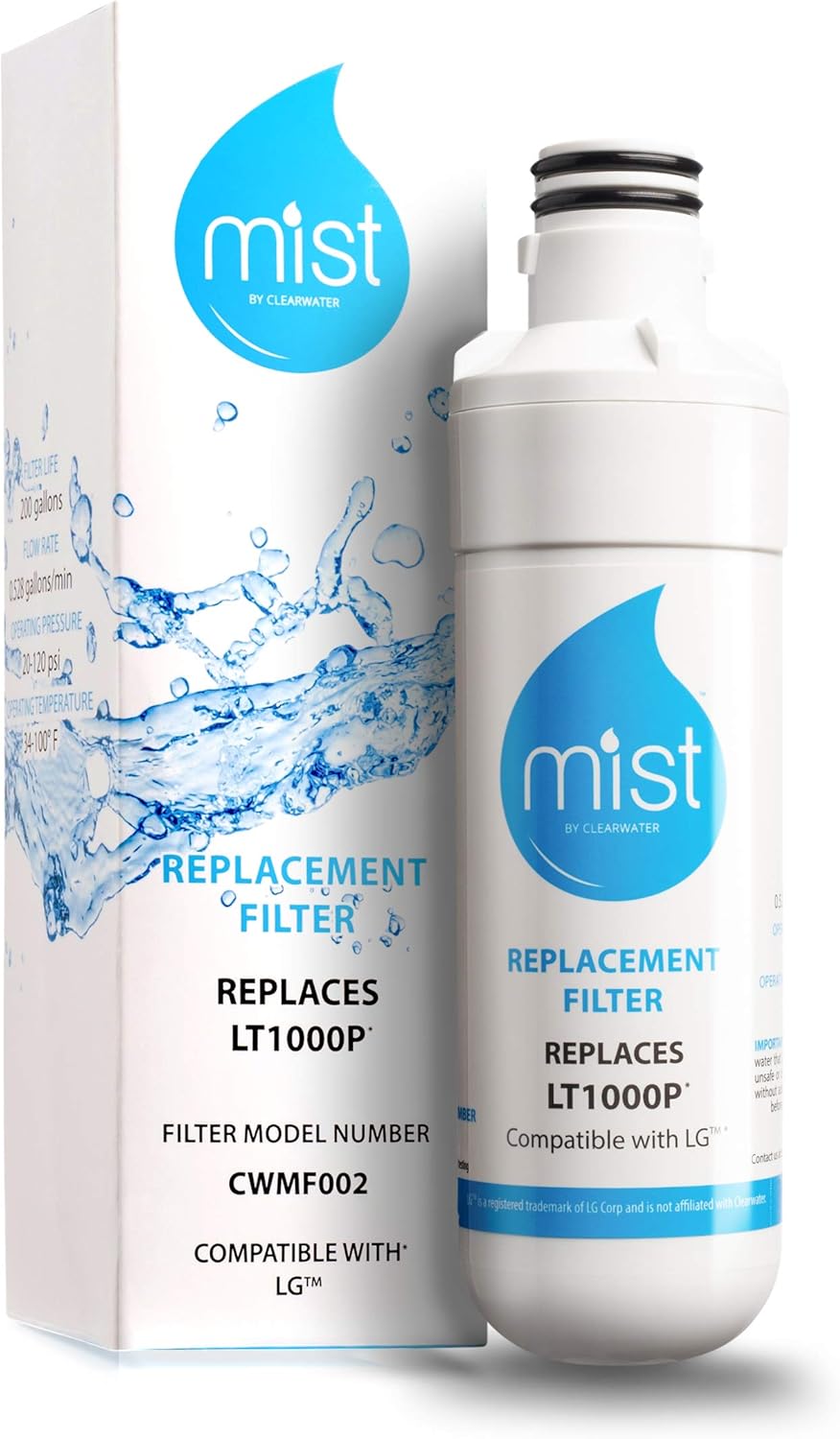 Amazon Com Mist Lt1000p Water Filter Replacement Compatible With Lg Models Adq747935 Mdj64844601 Lmxs28626d Lt1000pc Lt 1000pc Kenmore 46 9980 469981 1 Pack Home Improvement
