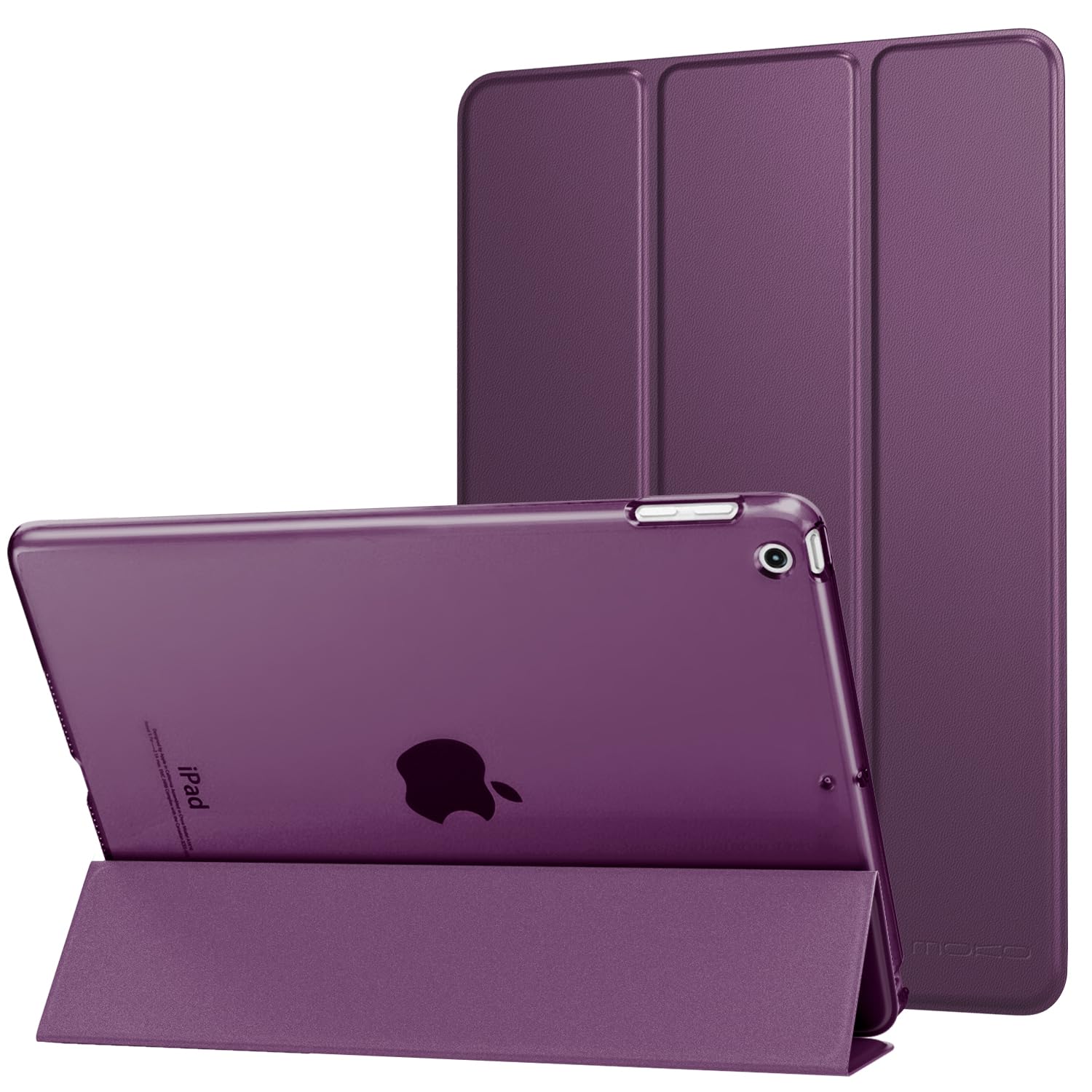 MoKo Case Fit 2018/2017 iPad 9.7 5th/6th Generation, Slim Lightweight Smart Shell Stand Cover with Translucent Frosted Back Protector Fit iPad 9.7 2018/2017, Auto Wake/Sleep, Deep Purple — image 1