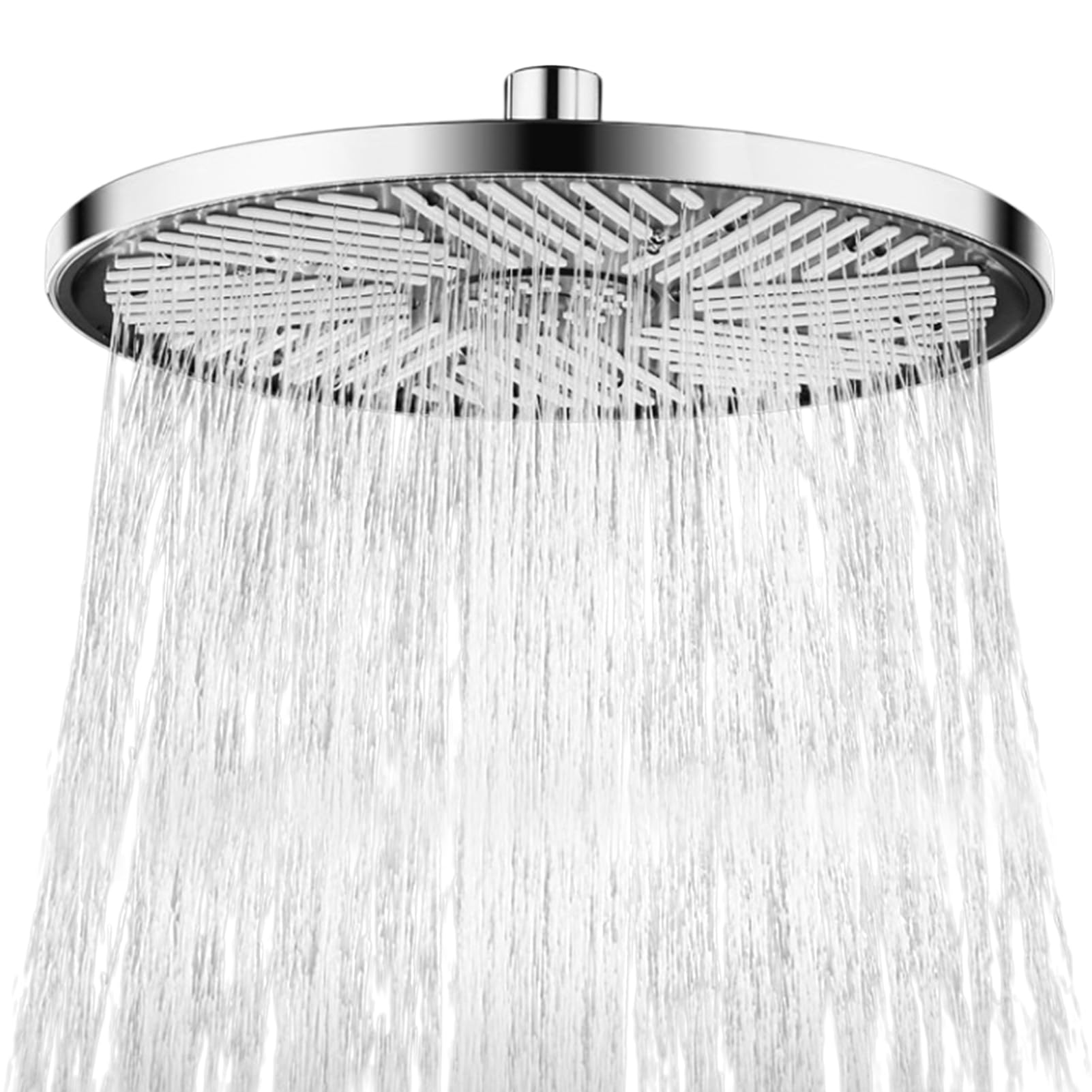 10 Inch High Pressure Rainfall Shower Head with Swivel Ball - Self-Cleaning Waterfall Design, Adjustable Round Fixed Mount with Chrome Finish and Universal Fittings