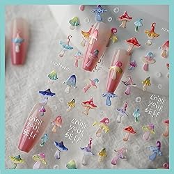CESTSIREN Cute Mushroom Nail Stickers,Aurora Nail