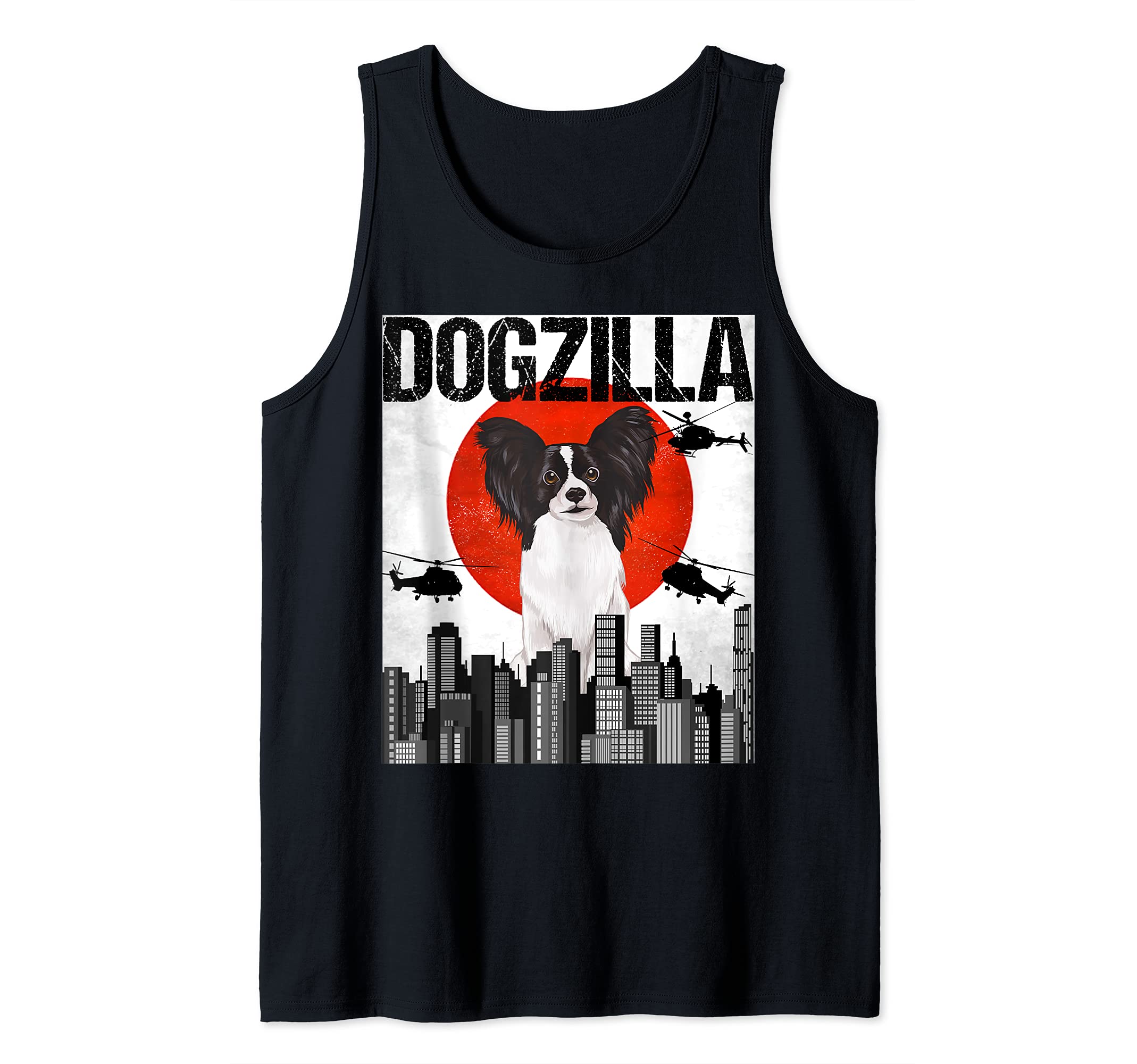 Funny Vintage Japanese Dogzilla Papillon Tank Top