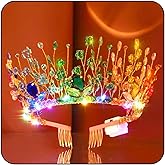 Woeoe Light Up Crystal Headband Colorful Beads Crown Carnival Headpiece with Combs Festival Prom for Women