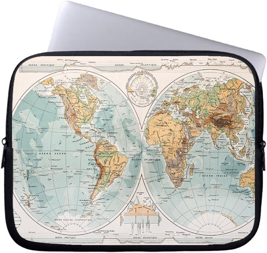 Neafts World Map Waterproof Neoprene Laptop Sleeve Carrying Case Cover Protective Bag for 15-15.6 Inch MacBook Pro, Ultrabook Netbook Tablet