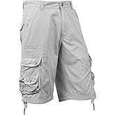 Ma Croix Mens Premium Cargo Shorts with Belt Outdoor Twill Cotton Loose Fit Multi Pocket Pants
