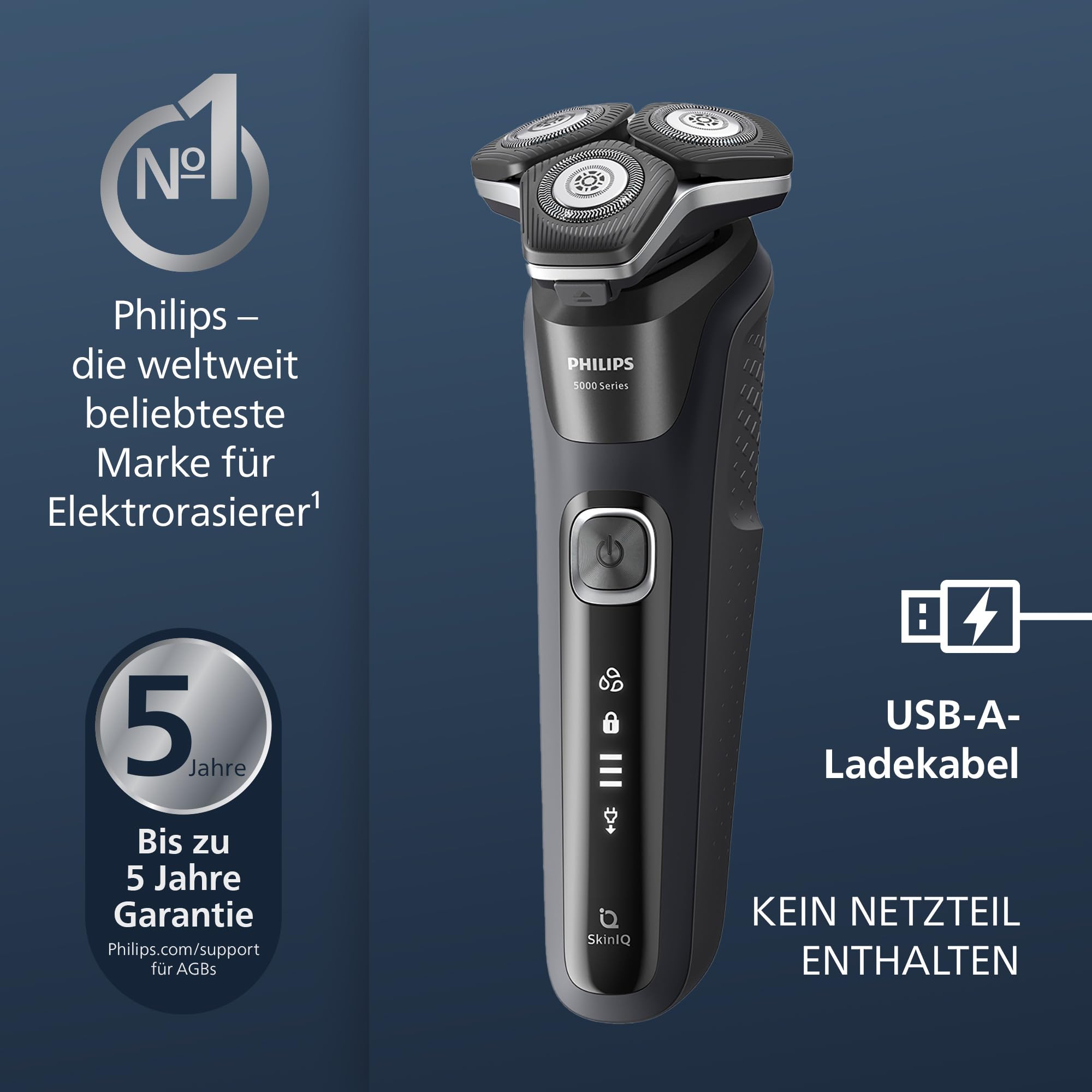 Philips Shaver Series 5000 – Elektrischer Rasierer für Herren mit ausklappbarem Trimmer, Nass- & Trockenrasur, Reinigungsstation, Reinigungskartusche & Reiseetui (Modell S5898/50) 2