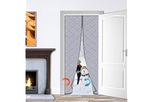 TTZ Magnetic Thermal Insulated Door Curtain,Upgraded Oxford Cloth&Thicken Polyester Fiber Fill,Fits Door Sizes 32" x 80",Temporary Door Insulation Cover,Soundproof Coldproof Door Blanket(Grey)