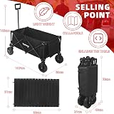 Rainberg Folding Trolley Cart with Table, 120KG Capacity, Black view 2