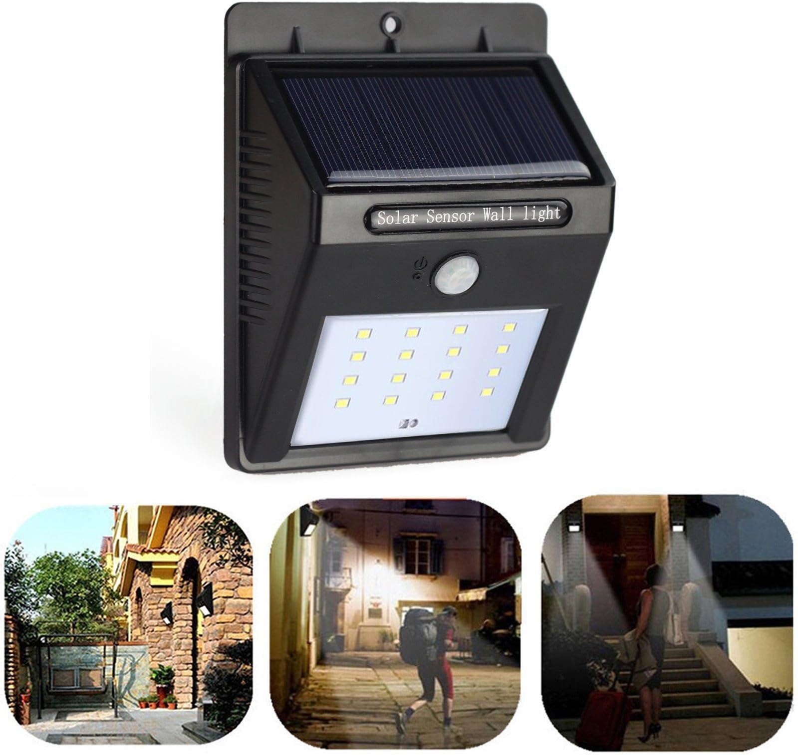 Aufitker Solar Wall Light,16 Bright LEDs Wireless Solar Powered Light With Motion Sensor Light, Auto On/Off for Outdoor Garden Driveway Stairs(1 Pack)