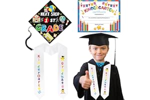 BOARDFEB 3Pcs 2025 Kids Graduation Sash And 2025 Preschool Kindergarten Graduation Cap Stole Set for Kids Boys Girls Children