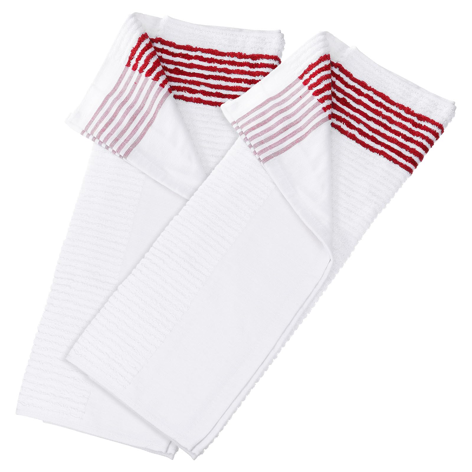 PATIKIL Large Caddy Towel 22" x 44", 2 Pcs Caddie Style Golf Towels Cotton Camping Towels for Golf Bags Golfers Tour Player Club, White-Red