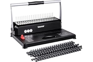 TIANSE Binding Machines, 21-Holes, 450 Sheets, Comb Bind Machine Book Maker with 100 PCS 3/8'' Comb Binder Spines Starter Kit, Comb Binding Machine for Letter Size, A4, A5 or Smaller Sizes