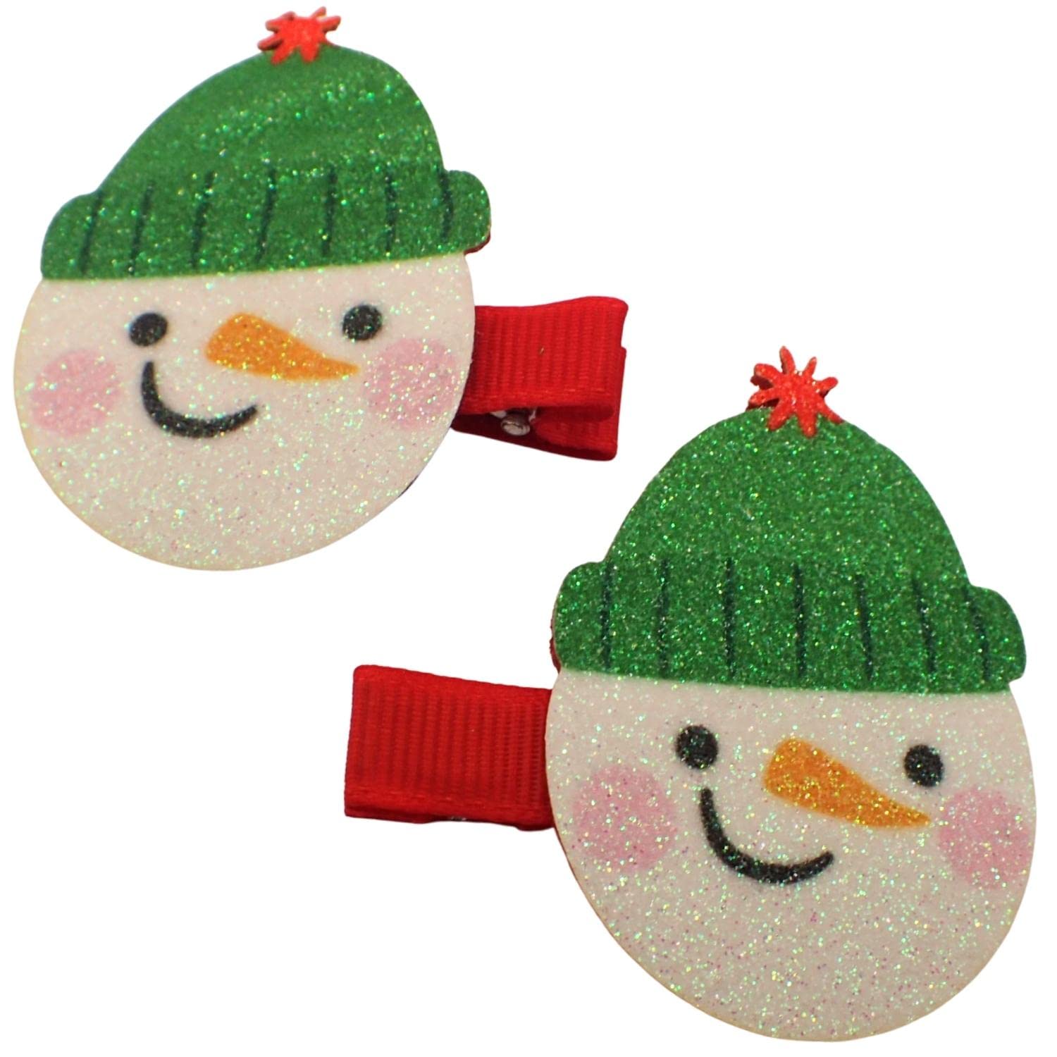 Topkids Accessories Christmas Hair Clips for Girls Hair Clips Women Festive Themed Crocodile Clips Hair Pairs and Single Small Hair Clips Christmas Polar Bear and Penguin Curl Clips (Snowman)