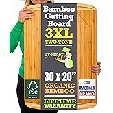 30 x 20 Organic Extra Large Cutting Board with Lifetime Replacements – Wood Bamboo Chopping Board - Wooden Butcher Block Cutt