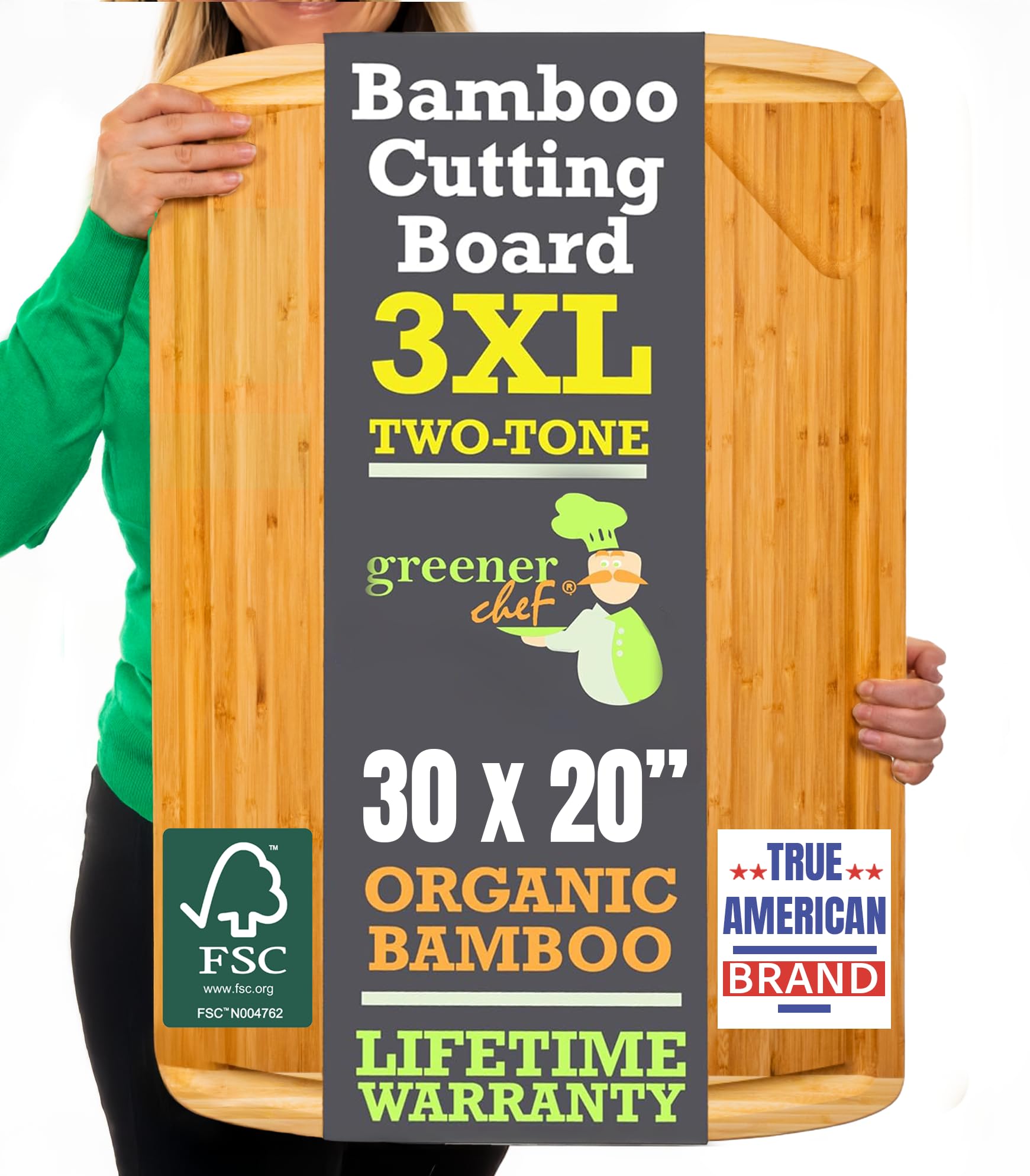 Photo 1 of 30 Inch Extra Large Cutting Board – Bamboo Chopping Board - Wood Butcher Block Cutting Board for Carving and Charcuterie Board, Stovetop and Over Sink Cutting Board for More Kitchen Counter Space