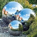 Operitacx 6" Mirror Polished Stainless Steel Sphere Garden Ornament view 4