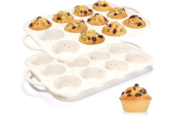 Silicone Muffin Pan, with Metal Reinforced Frame 2.8 Inch Regular Size Silicone Cupcake Pan Nonstick 12 Cups for Baking Homem