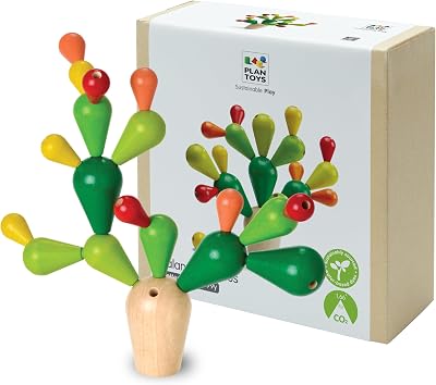 PlanToys Balancing Cactus Game - Wooden Stacking Toy for Kids