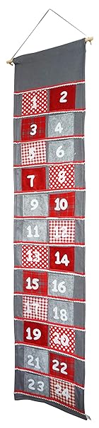 khevga 165cm Adventskalender Stoff zum Befüllen groß XXL mit großen 11.5x11.5 cm Taschen für Kinder und Erwachsene