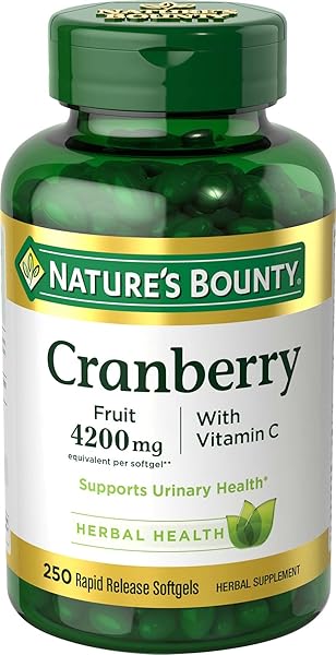 NATURE’S BOUNTY TRIPLE STRENGTH CRANBERRY W/VITAMIN C SOFTGEL – 250CT, 0.18 BOTTLE