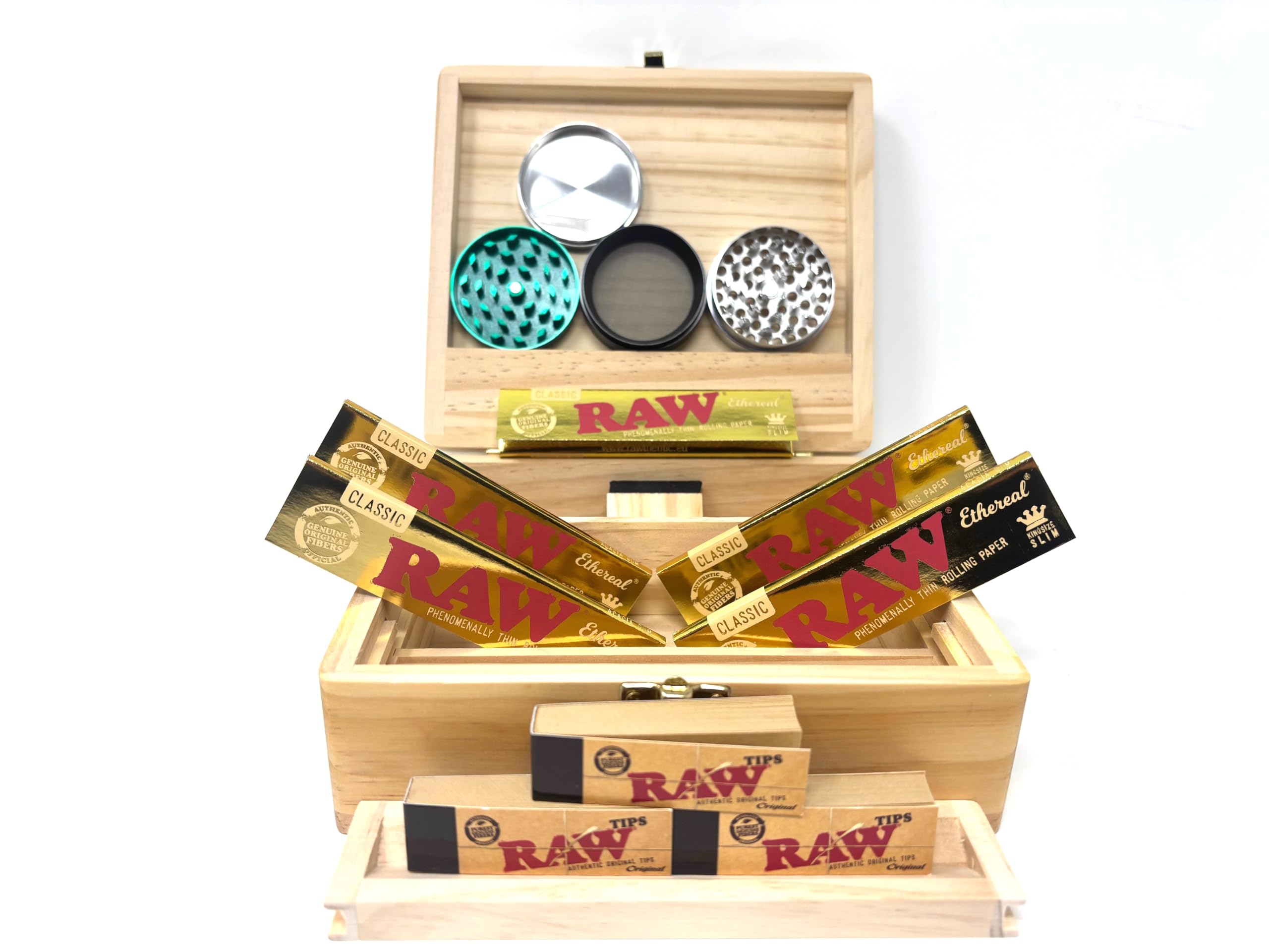 Raw Rizla Connoisseur Natura Classic GOLD Black Combi King Size Roach Filter Tips Rolling Box, Paper Gift Set For Fathers Day Christmas Birthdays (Raw 4)