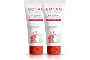 BOTAO Kids Toothpaste | Natural Strawberry Flavored Anticavity Fluoride Toothpaste Maximum Cavity Protection| EWG Verified, Vegan, SLS Free, Safe to Swallow, Aloe Vera (2Pack)