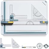 QIJIAA A3 Drawing Board Drafting Table Multifunctional Drawing Board Table with Clear Rule Parallel Motion and Angle Adjustable Measuring System, Inch