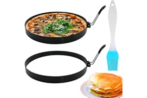EONENOMI 2 Packs 6" Pancake Ring Omelette Egg Ring for Frying Egg Non-stick Stainless Steel Round Pancake Mold Rings with Insulated Handle for Griddle Sandwich Eggs English Muffin Pancakes Burger Breakfast