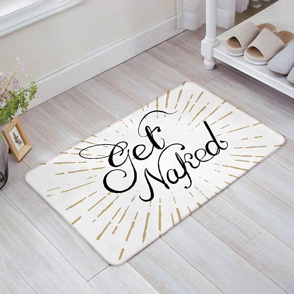 Voguard Funny Text Get NakedDoor Mats Indoor Kitchen Floor Bathroom Entrance Rug Mat Carpets Absorbent Bath Doormats Rubber Non Slip 18x30 Inch Welcome Mat
