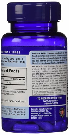 Amazon.com: Puritans Pride 2 Pack of Melatonin 10 mg Puritans Pride Melatonin 10 mg-60 Capsules: Health & Personal Care