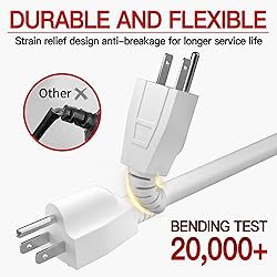 16/3 Short Extension Cord 6 FT 2 Pack, White