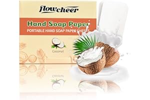 flowcheer Paper Soap Sheets For Hand Washing - (120 Pcs) Coconut Scent Portable Travel Soap Sheets, Eco-Friendly, Dissolvable soap sheets for travel, Hiking, Outdoor, School