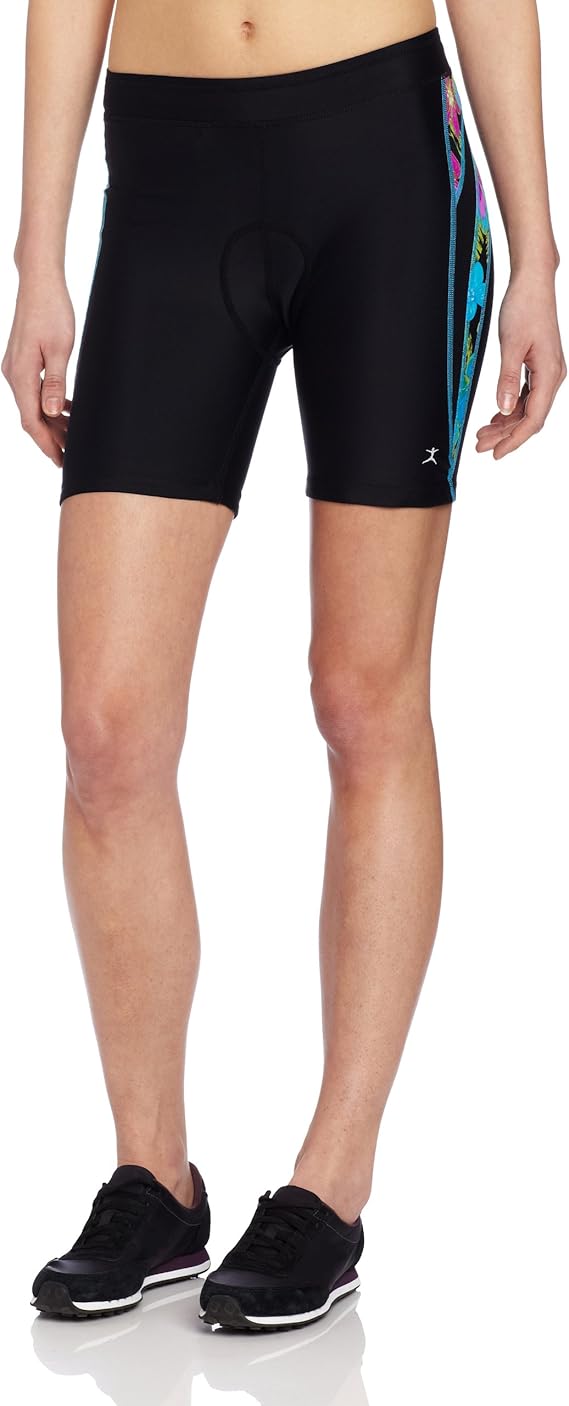 Danskin Women's Triathlon Print 5" Endurance Short, Relay Blue, XSmall