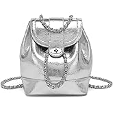 YONBEN Women's Mini Faux Leather Backpack - Stylish Silvery Design Compact Size Trendy and Practical for Everyday Use