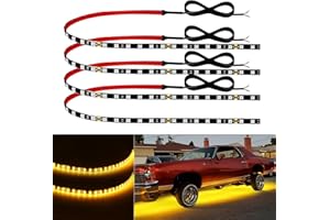 Keiurot Car Led Strip Lights 24" Connectable Amber Led Light Strip for Cars Boat Marine Golf Cart Trucks Waterproof 12V Led Light Strip, 4Pack