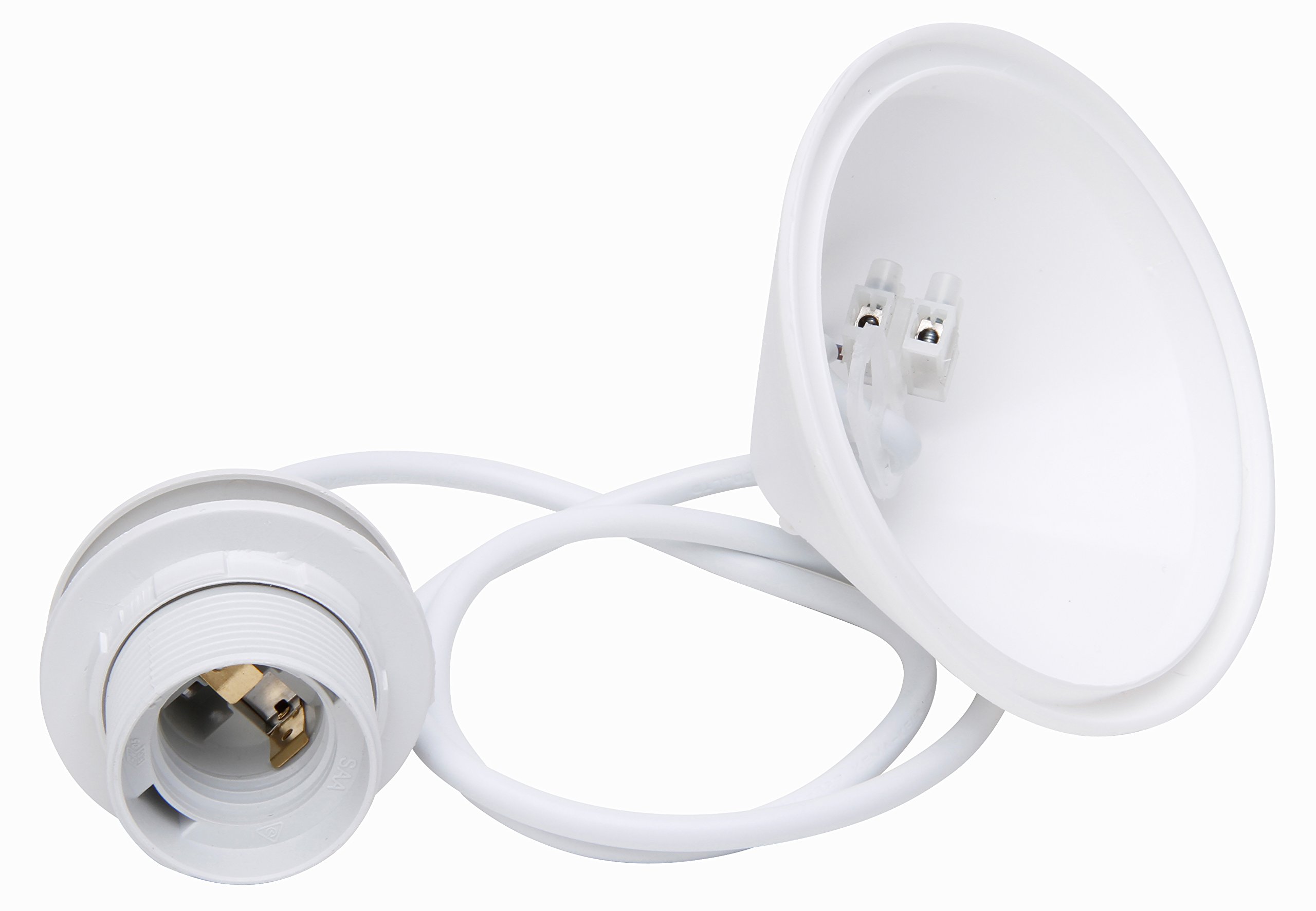 Kopp Cord Pendant for Lampshades, 11 cm Ceiling Canopy with Strain Relief and Approx. 216901045 55 cm Cable H03VV-F2 x 0.75 mm2 ISO E27 Socket with Umbrella Support Ring White