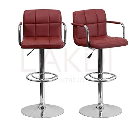 Lakdi Adjustable Height Swivel Bar Stool Bar Chair Straight Line Design Set of 2 Combo MFN(134514_44_C)