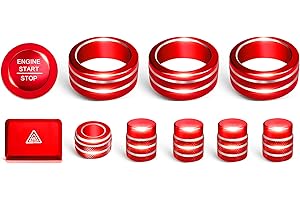 SENSHINE for Honda Civic Accessories 2026 2025 2022-2024 for CRV 2026 2025 2024 2023 for Acura Integra 2025 2024 2023 Hazard Light, AC Knob Cover, Air Vent, Radio, Push Start Button Cover Ring 11Pcs (Red)