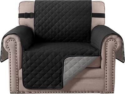 BellaHills Reversible Armchair Sofa Cover 1-4 Seater Water Repellent Black Grey