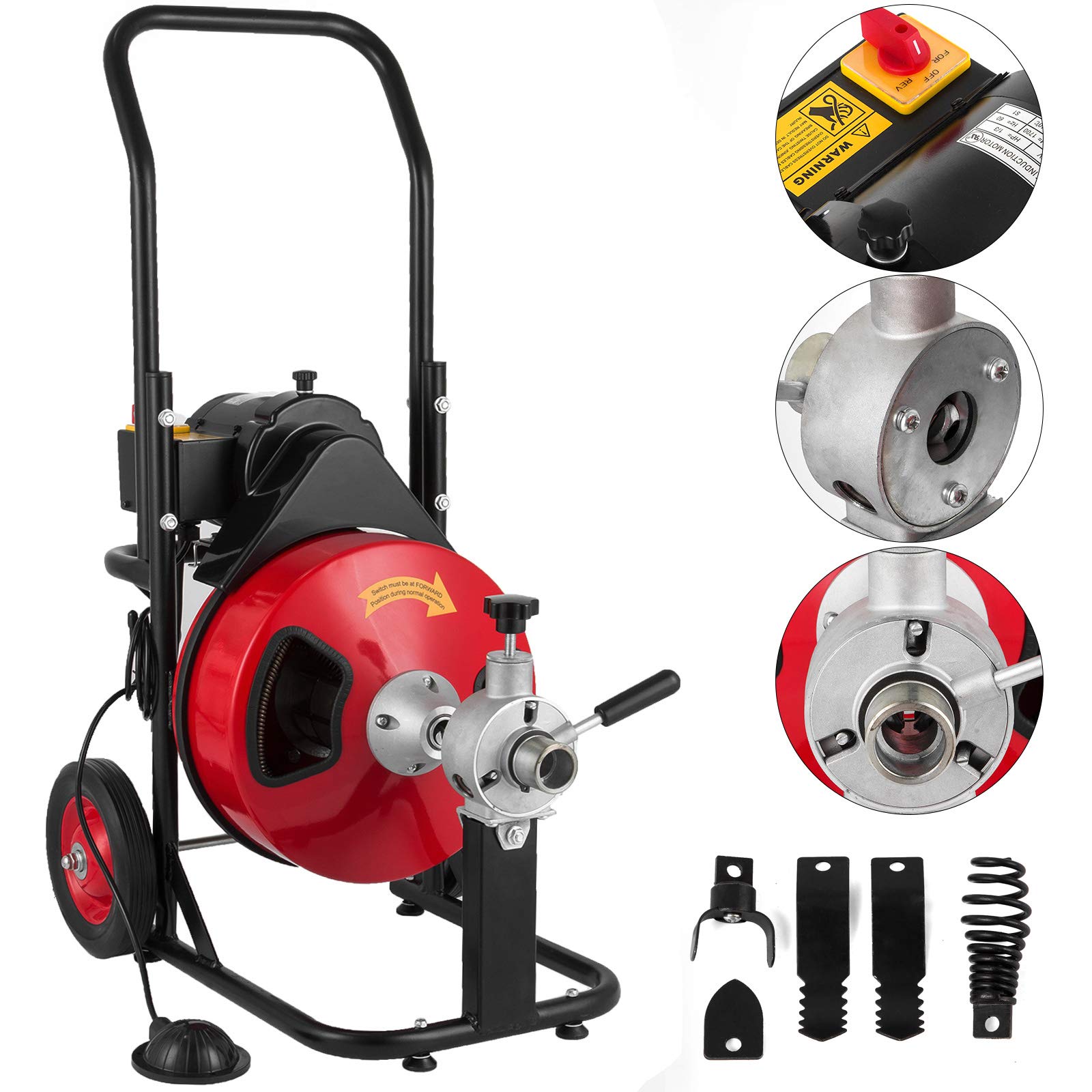 VEVOR Sewer Snake Drill Drain Auger Cleaner 100 Ft Long 3/8'' Wide