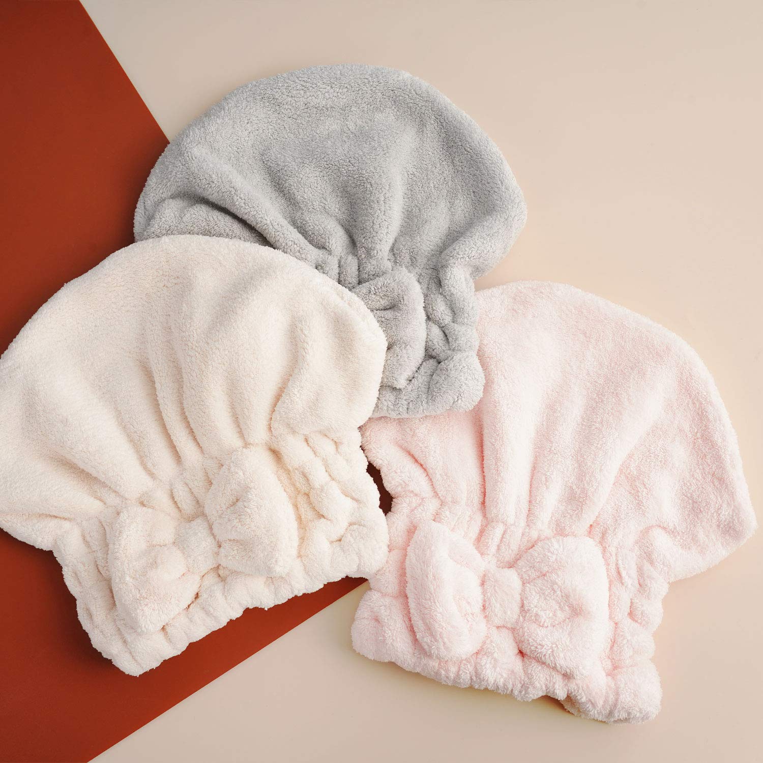 N-A Microfiber Hair Ultra-fine Drying Towel - YOYOSO Absorbent Twist Turban Princess Shower Cap for Women，Original Magic Instant Hair Dry Wrap Rapid Drying Hair Turban,3 Pack （HSYP-GFM002 ）: Home & Kitchen