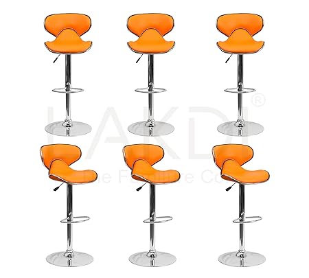 Lakdi Adjustable Height Swivel Bar Stool Bar Chair Horse Shape Design Set of 6 Combo MFN(134514_49_C_6)