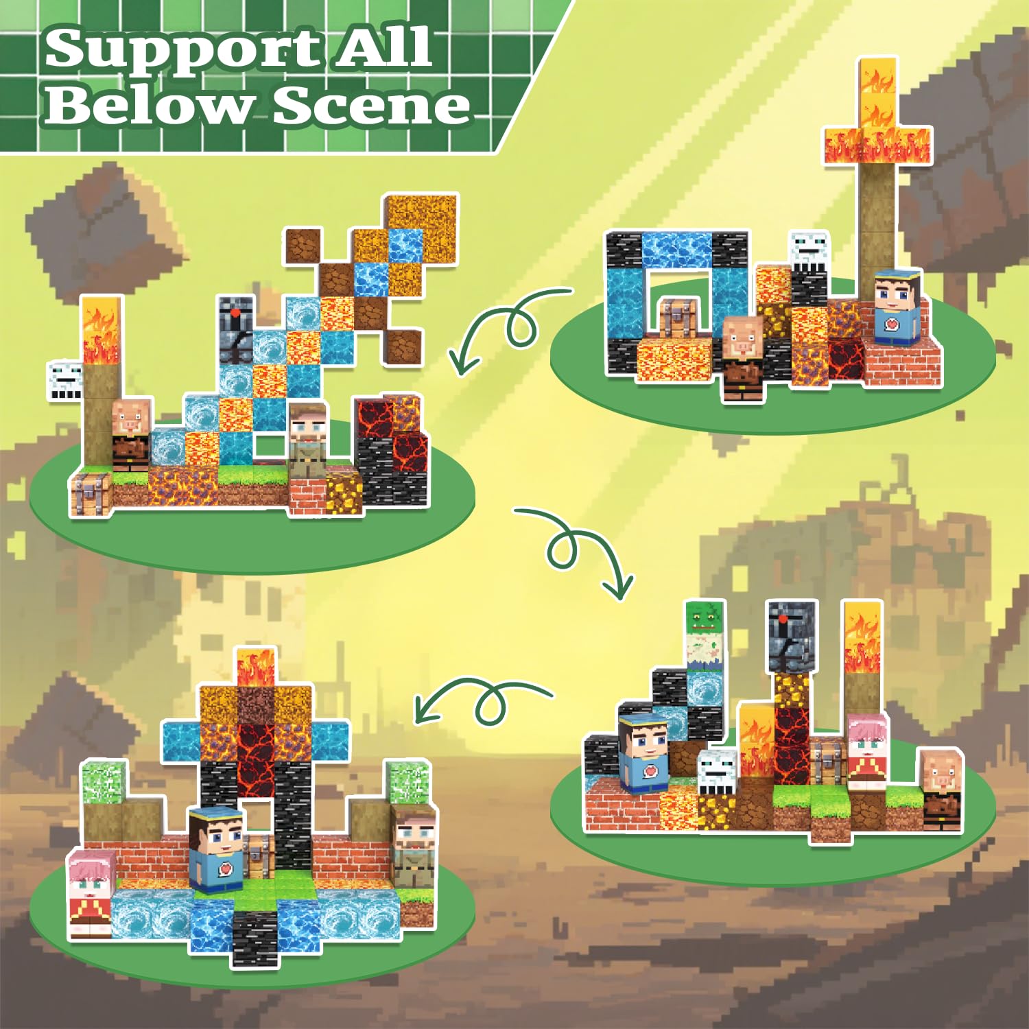 SSAWER Magnetic Blocks Toys for Kids, 100 PCS Building Blocks Cubes, Stacking Magnetic Tiles Toys for Kids Toddlers Boys Girls Ages 3 4 5 6 7 8-12 Birthday Gifts Party Supplies (Underworld)