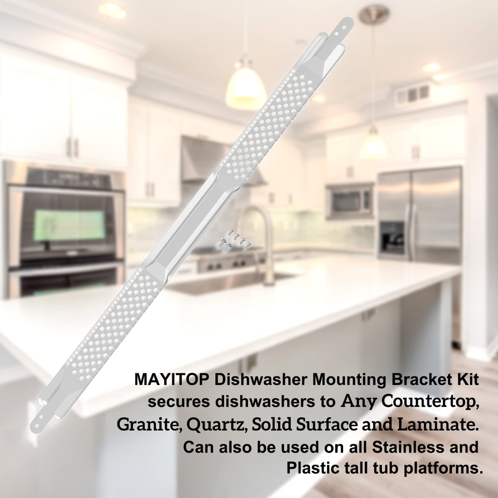 MAYITOP 24 Inch Dishwasher Granite Mounting Brackets & Kits - Upgrade Your Install for Whirl-pool W10426979 & Granite Countertops - Easy & Secure