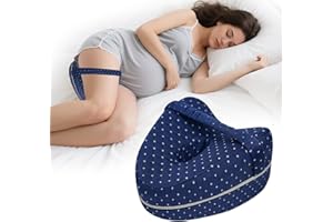 RQUXMT Knee Pillow for Side Sleepers, Alignment Pillows for Side Sleepers, Memory Foam Leg Pillow with Sleeping. Foam Support Pillow for Soothing Pain Relief for Sciatica - Adjustable Strap（Navy）