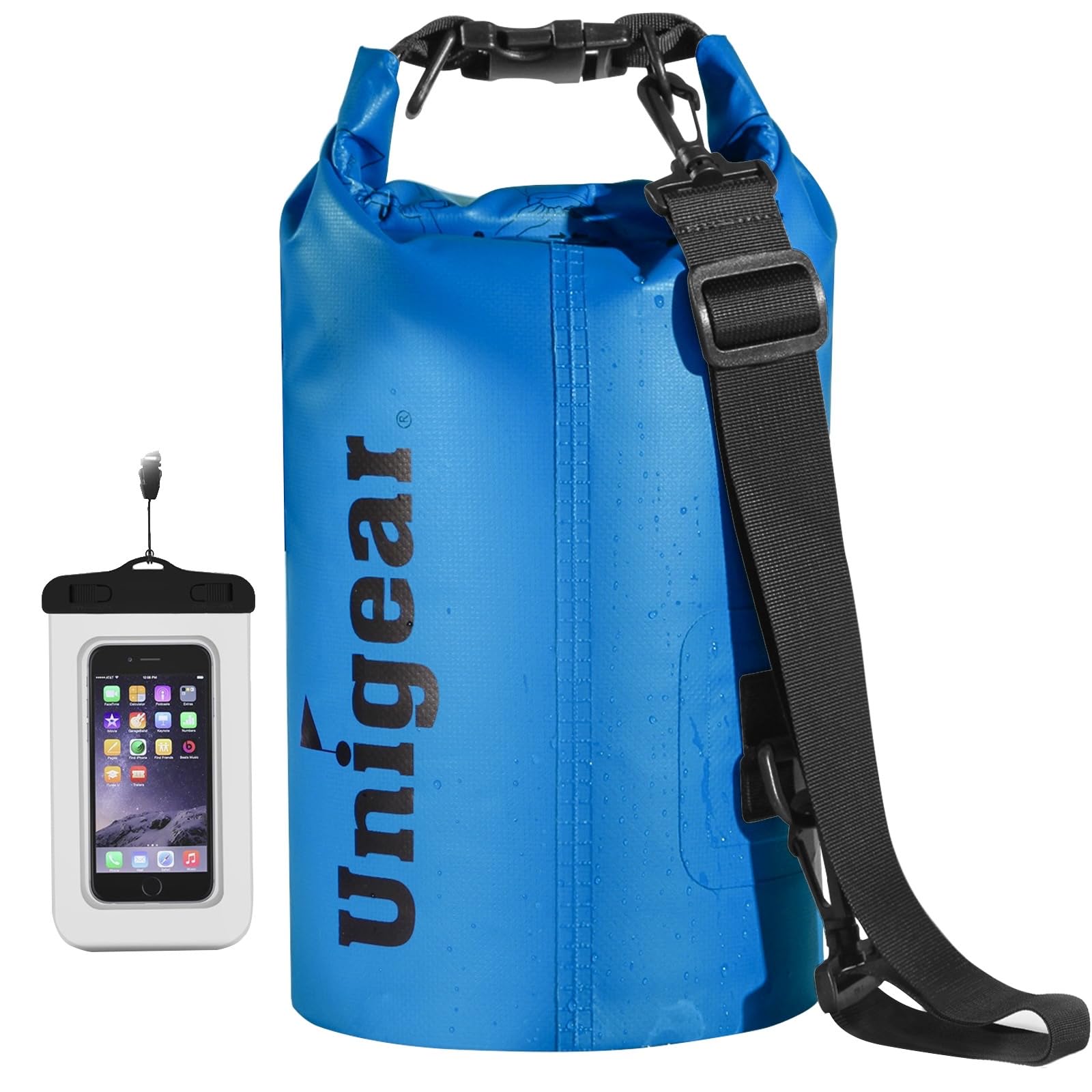 Unigear Dry Bag 2L/5L/10L/20L/30L/40L/55l Waterproof Dry Sack Roll Top with Phone Case and Long Adjustable Shoulder Strap for Boating/Kayaking/Fishing/Rafting/Swimming/Camping/Snowboarding