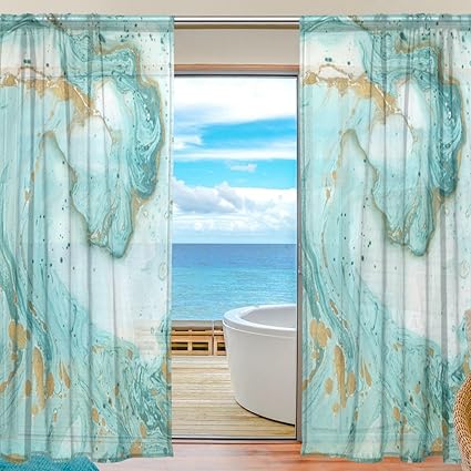 Amazon Com Alaza Cooper Girl Turquoise Gold Marble Sheer Window