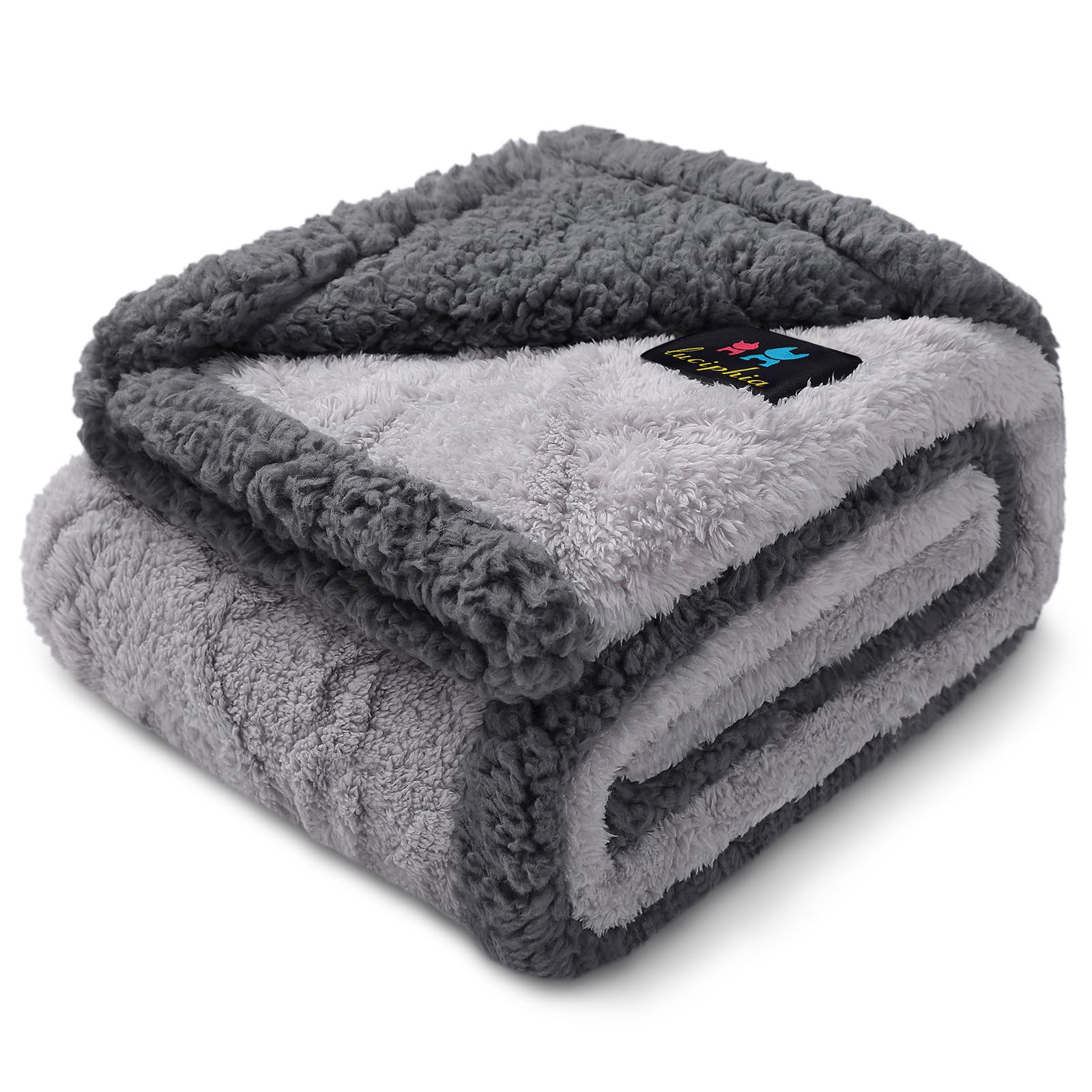 Photo 1 of Waterproof Pet Blanket, Liquid Pee Proof Dog Blankets for Sofa Bed Couch, Reversible Sherpa Fleece Furniture Protector Cover for Small Medium Large Dogs Cats,Light Grey Medium?57" x 40"?