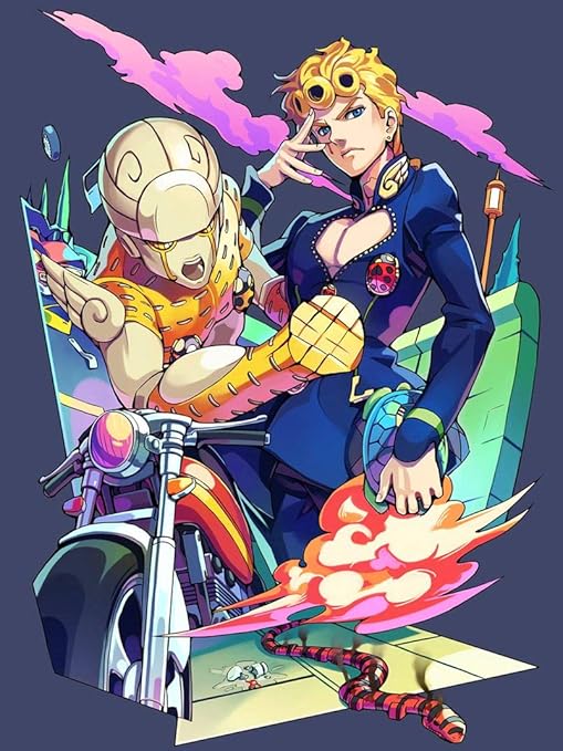 Amazon Com Masonarts Jojos Bizarre Adventure Giorno Giovanna 24inch X 32inch Silk Poster Wallpaper Wall Decor Silk Prints For Home And Store Home Kitchen