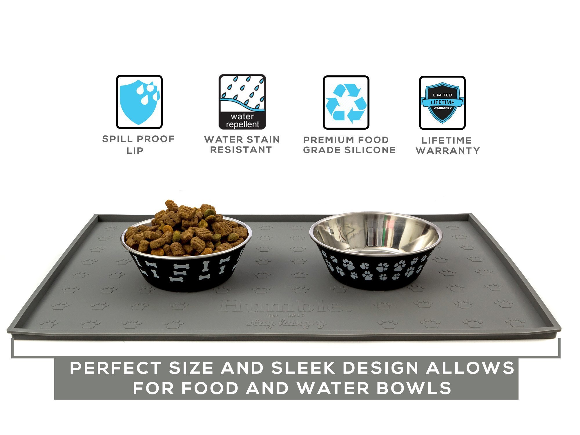 Humble Pet Food Mat Feeding Tray NonSlip, AntiSpill, Raised Dog